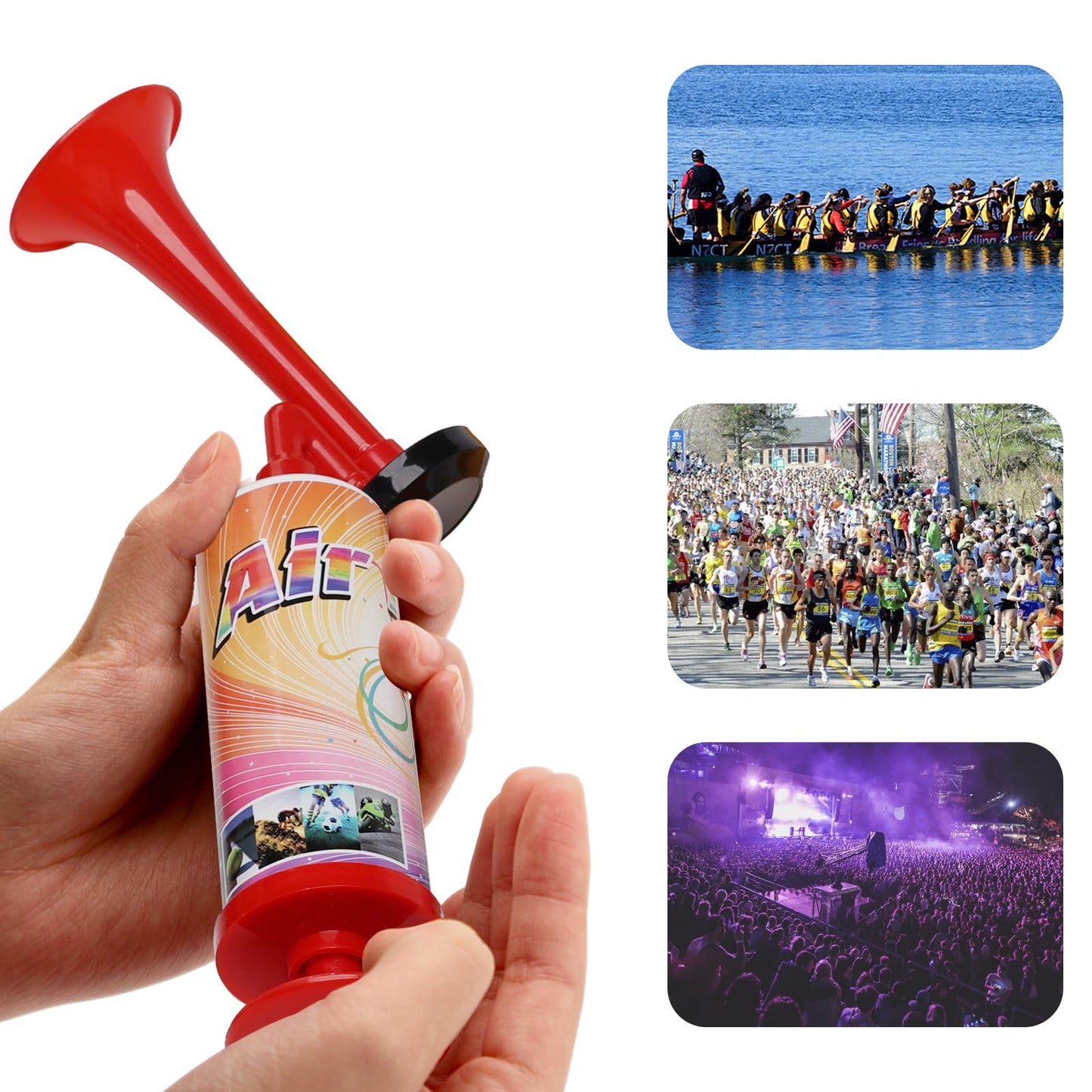 FARBIN Mini Air Horn Hand Pumps Noisemakers Toys Gift, Loud Noise Maker Non-Toxic Party Horns, Hand-held Air Horn for Sporting Events Contest and Parties (mini handheld hor 10pcs)