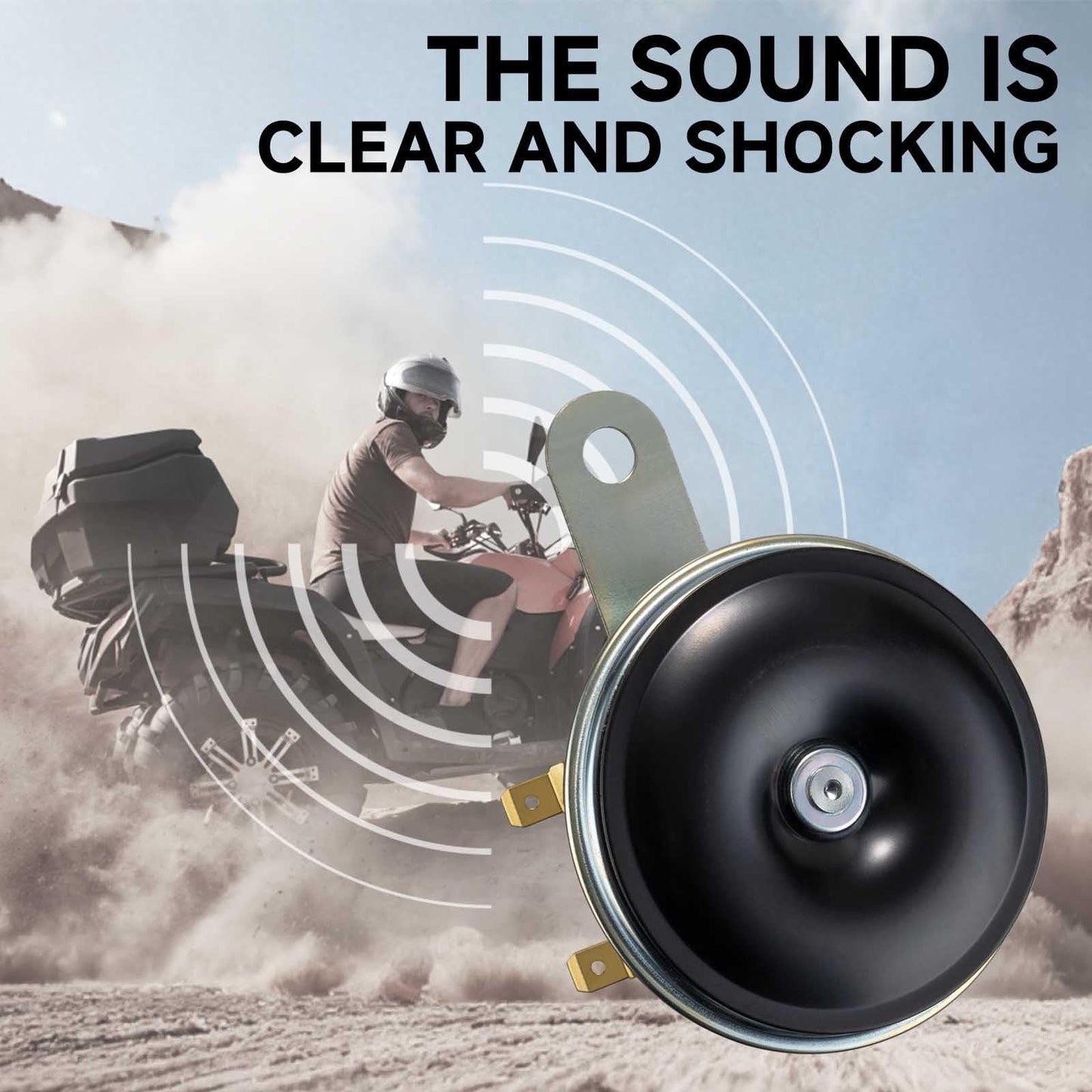 FARBIN 3.1" 12v 110db Motorcycle Electric Horn Waterproof Round Loud Speaker Small Metal Disc Horn for Motorcycle Moped Dirt Bike Scooter