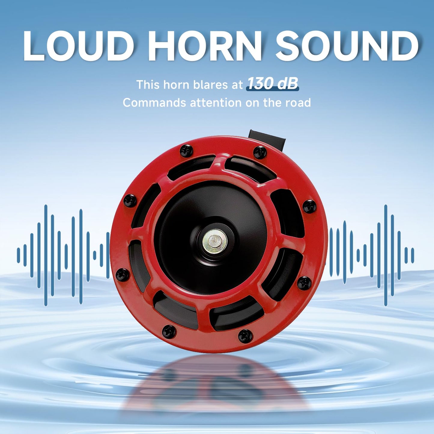FARBIN Car Horns 12V Loud High Tone/Low Tone Metal Twin Horns Kit with Relay Harness, Universal Train Horn for Truck Car Motorcycle (Red horn with wiring harness)