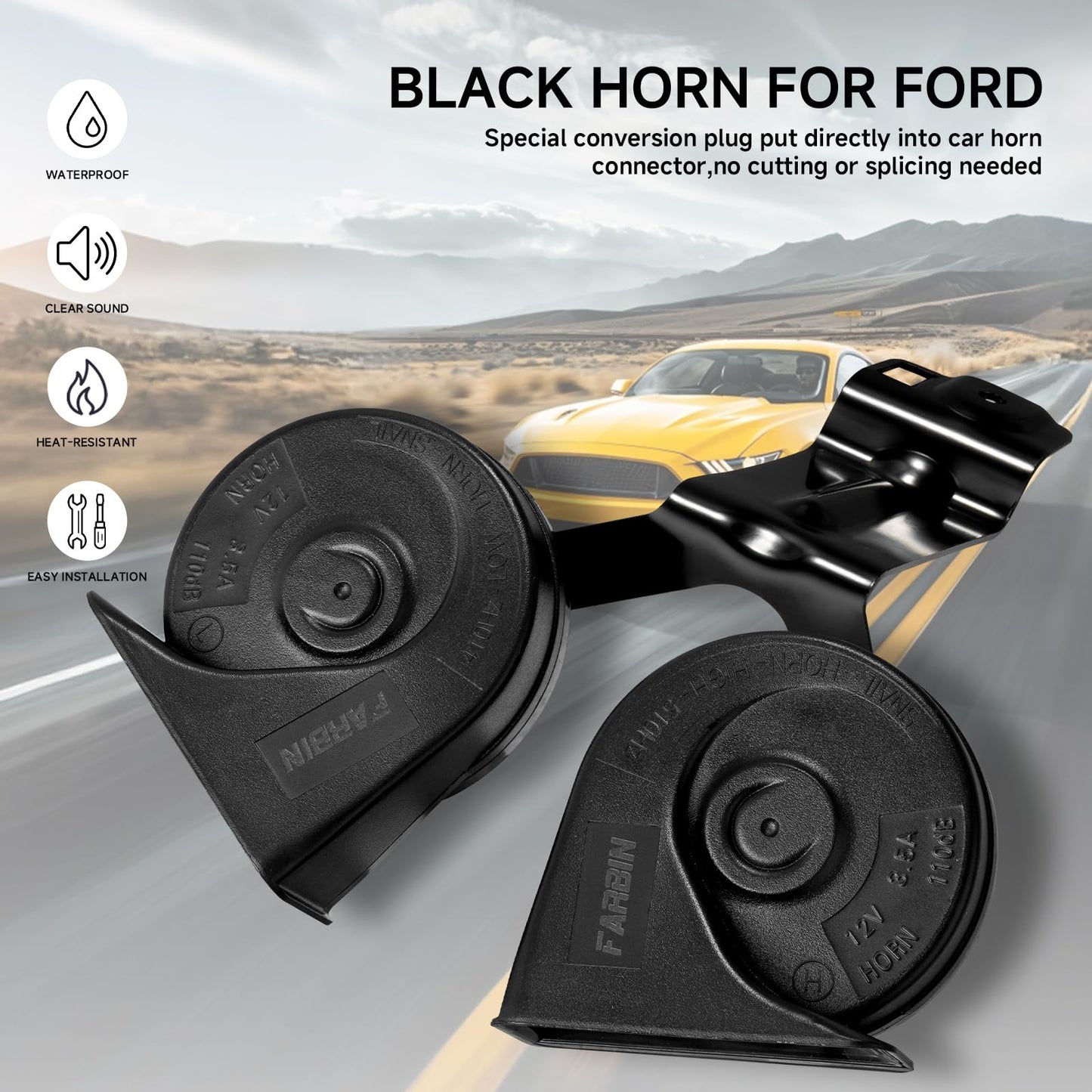 FARBIN Car Horn for Ford Explorer 2016 2017 2018 2019, Horn Assembly with Bracket GB5Z-13832-A (for Ford Explorer 2016-2019)