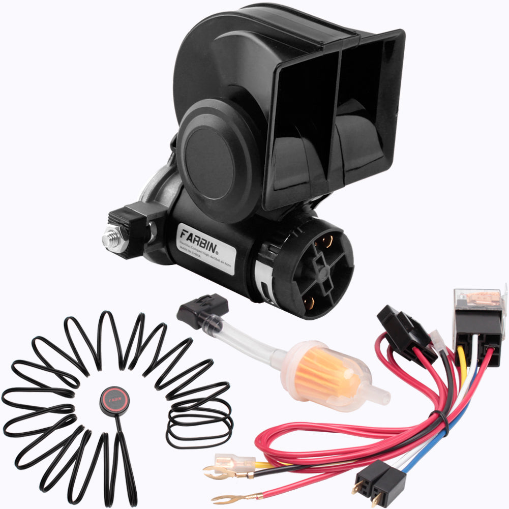 FARBIN Air Horn for Truck,Compact Electric Train Horn ,Car Horn 12V and 24V 150db Super Loud with Compressor Truck Horn Kit