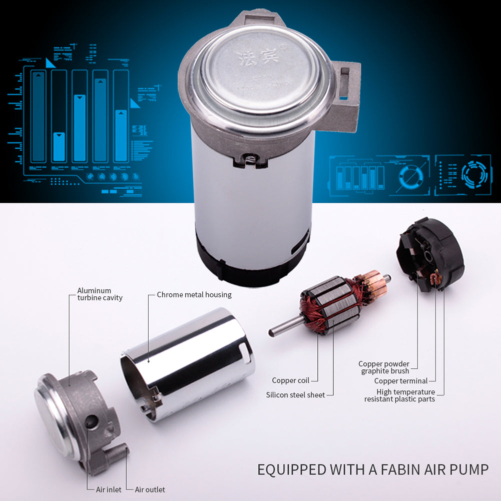 FARBIN Horns Mini Air Compressor 12V and 24V with Hose,Chromed Silver,Universal Replacement for Truck Jeep Car Horn Kit,System Direct Drive.