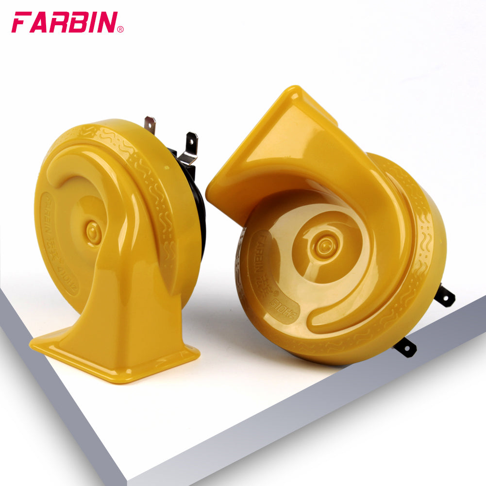 FABIN 2Pcs Car Horn 12v High/Low Tone Super Loud Horn With Relay Harness and Button Electric Snail Horn Alarm Signal Kit For Car