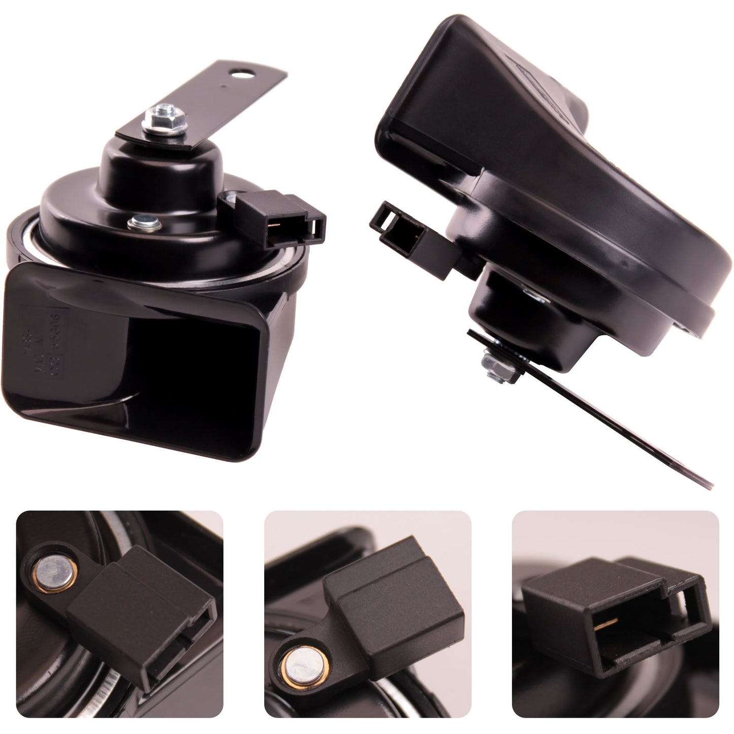 FARBIN Special Interface Auto Horn Compatible with cars 12V Car Horn Loud with Protective Grill Dual-Tone Electric Snail Horn Waterproof and Dustproof with Cover…