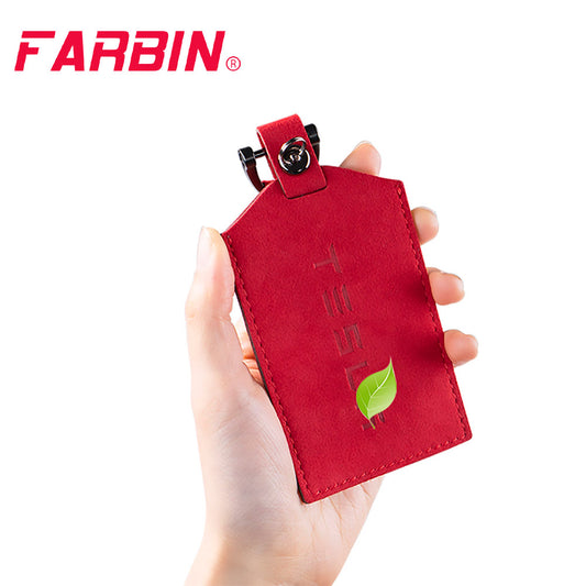 FARBIN 2021 Card Cover Keychain Holder Keychain For Tesla Model 3/Y/S/X Accessories Card Key Set Holder Case Key Bag Clip