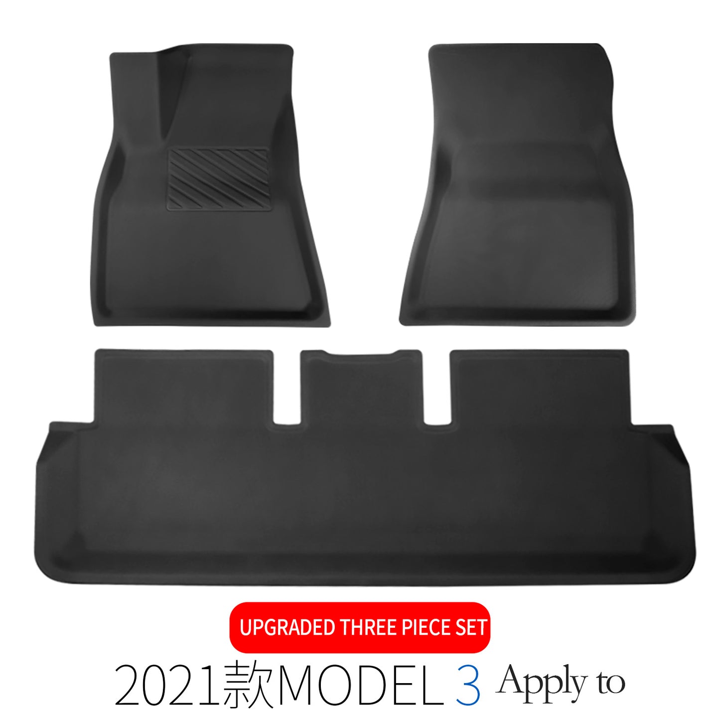 FARBIN 3Pcs Foot Pad Suit For Tesla 2021 Model 3/Y Floor Mats Fully Surrounded Special Floor Liner Waterproof Non-Slip Carpet
