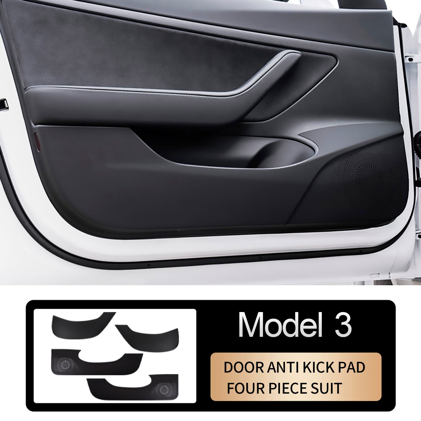 FARBIN Invisible Car Door Sill Anti Kick Pad Protection Side Edge Film Protector Imitation Leather Stickers For Tesla Model 3