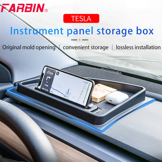 Farbin Auto Voorzijde Dashboard Opbergdoos Accessoires Instrument Panel Opbergvak Voor Tesla Model 3/Y Auto Organizer Container