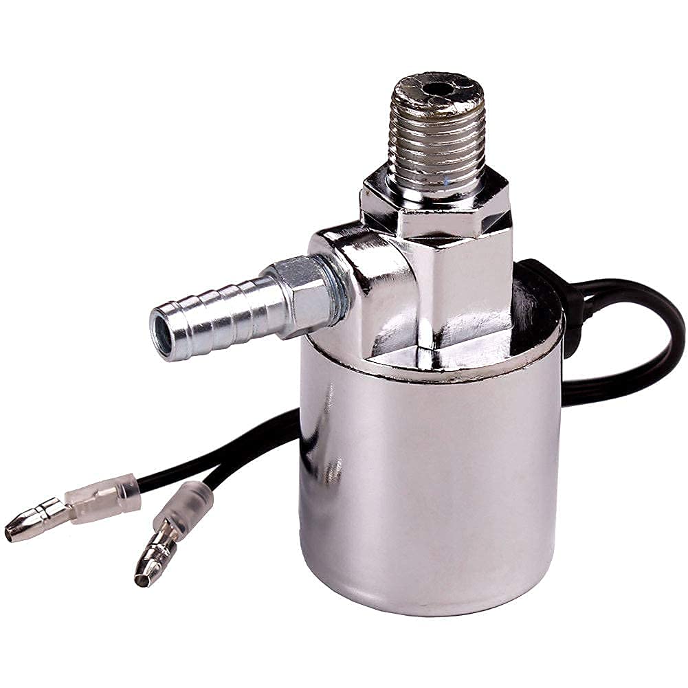 FARBIN Air Horn Solenoid Valve 1/4" NPT 12V/24V universally Electric Air Valve (Solenoid) for Train Air Horn Chrome Plated Metal Housing (Solenoid Valve, 12V/24V)