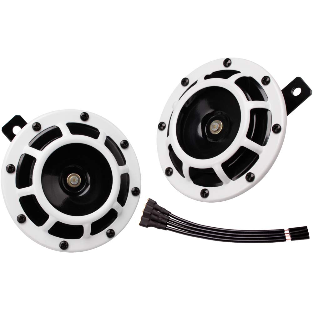FARBIN Car Horn 12V Super Tone Horn High/Low Tone Twin Horns Kit Loud Horns for Car Motorcycle Truck (white)