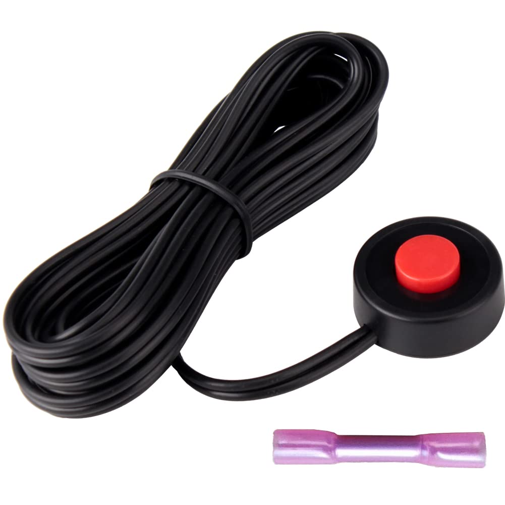 FARBIN Horn Push Button with Quick Connector, Momentary Switch with 3 Meters Wire, Round Red Cap Button Switch Prewired for Air Horn, DIY Electronics Accessories (Flat Butto