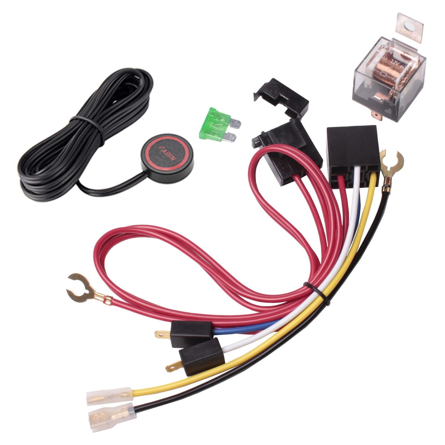 FARBIN 12V 80a Horn Wiring Harness Relay Kit and Horn Push Button with 3 Meters Wire (Wiring Harness+Button, 12V)