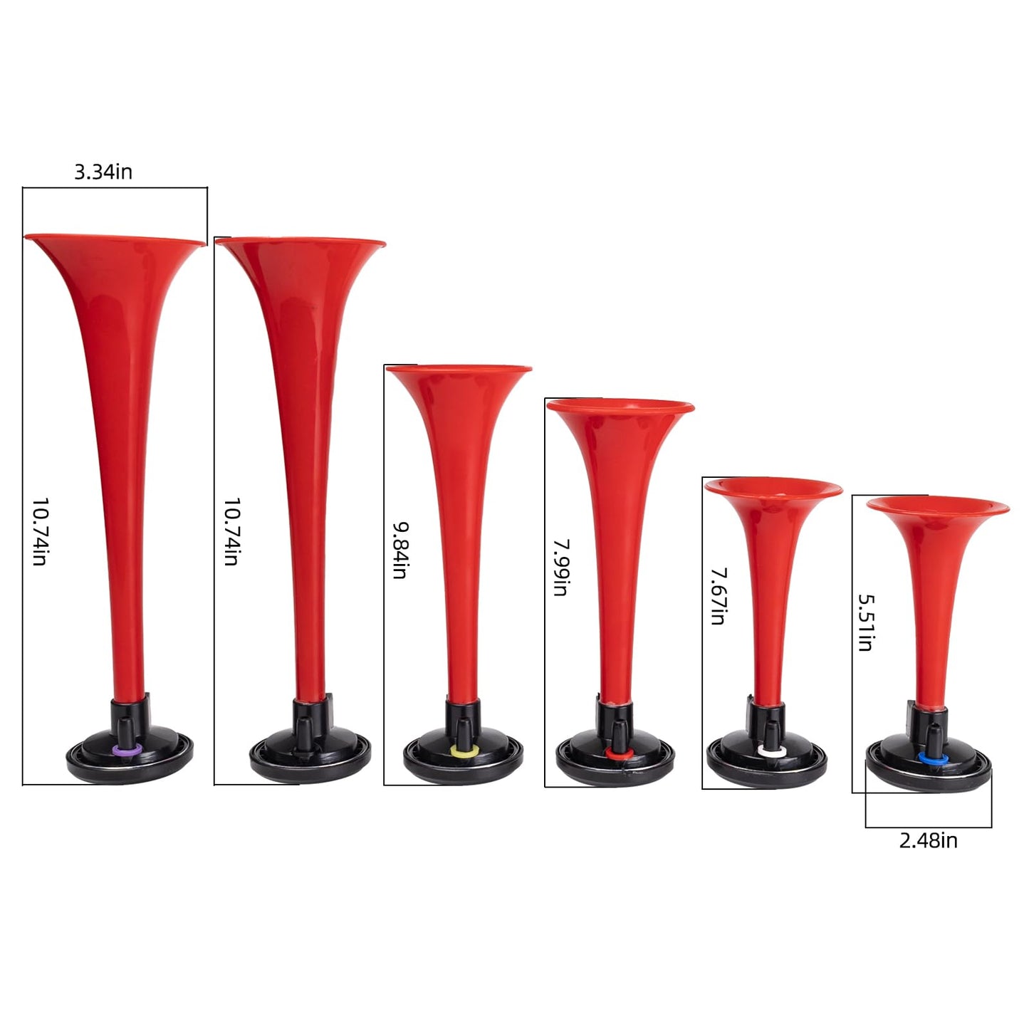FARBIN Musical Horn 6 Trumpet Music Sound Air Horn with Compressor Play Godfather Melody Red 12V 150db for Train Truck Car Boat RV UTV Motorcycle (Godfather)