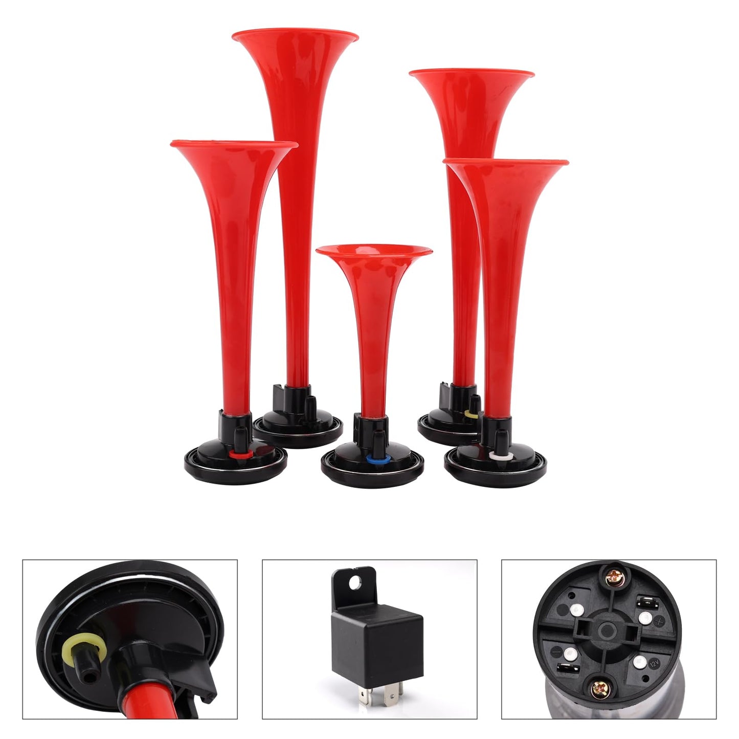 FARBIN Musical Air Horns Plays Dixieland Melody Music Horn Dixie Air Horn Multi-frequency Sound Five Trumpet Dixie Truck Horn with Compressor for Any Vehicle (DIXLAND Musical Horns)