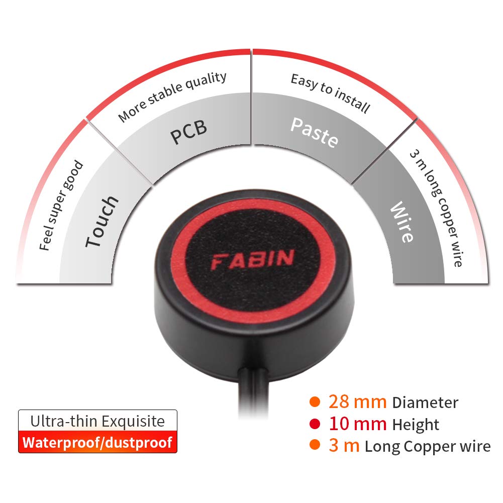 FARBIN Horn Push Button with Quick Connector, Momentary Switch with 3 Meters Wire, Round Red Cap Button Switch Prewired for Air Horn, DIY Electronics Accessories (Flat Butto