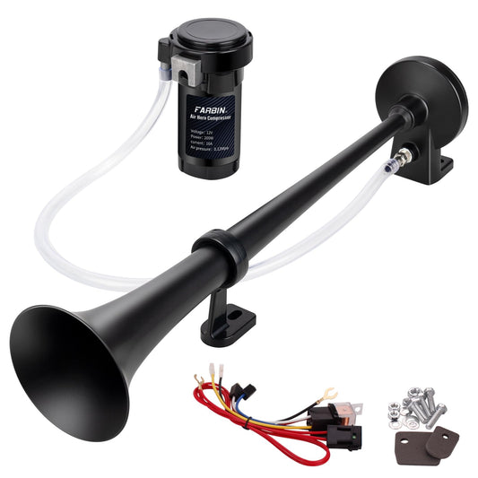 FARBIN Train Horn for Truck 12V 150 db Air Horn for Car Super Loud 18" Single Trumpet Truck Horn with Compressor and Wire Harness