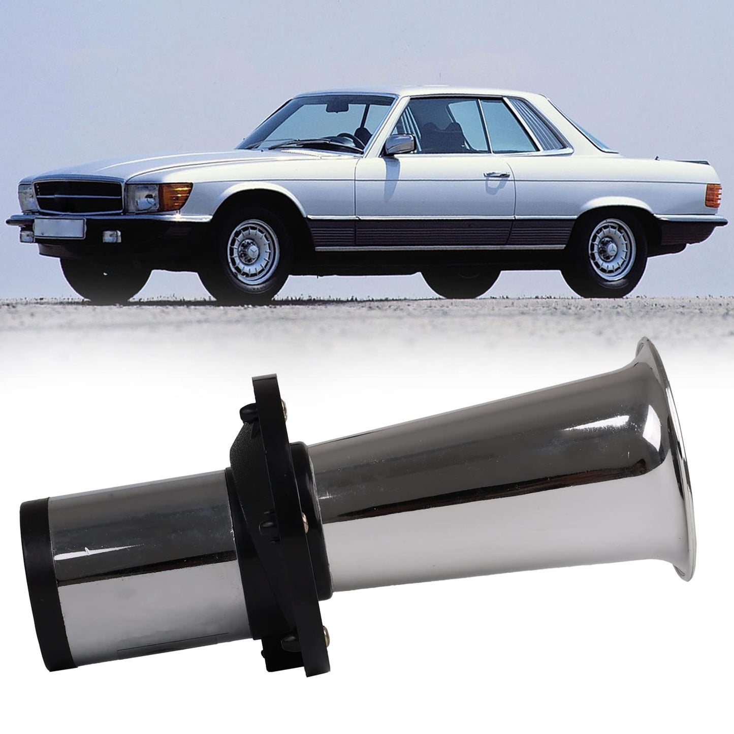 FARBIN 12v OOGA Horn Antique Classic Car Horn Ahooga Old School Chrome Air Horn Vintage Style Fun Horn OOOGAH Sound Car horn (Silver Strange tone horn)