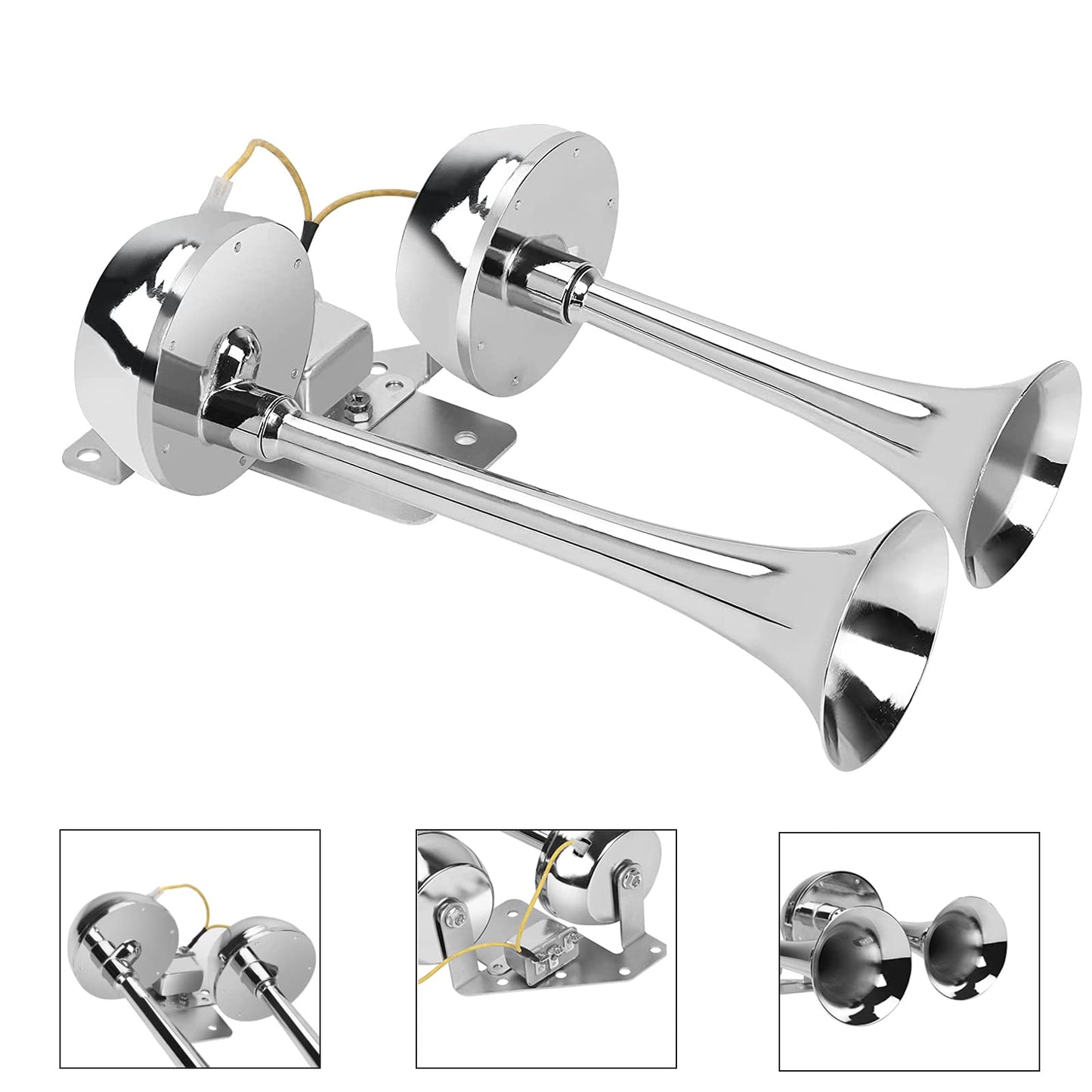 FARBIN Train Horn Kit 12V Car Horn Loud Truck Horns Universal Dual Trumpet Air Horns with Bracket and Relay for Car Motorcycle Pickup Truck Boat