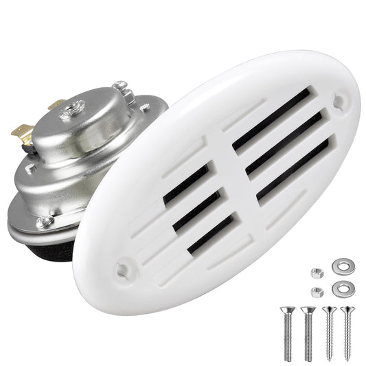 FARBIN Stainless Steel Boat Horn, 12V Marine Horn, Drop‑in Hidden Horn Waterproof for Ship Yacht (White Grille)