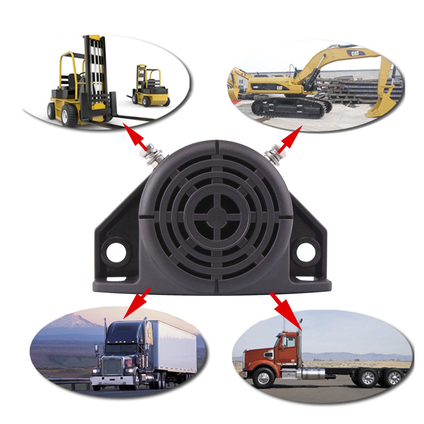FARBIN Truck Back-up Alarm 105dB 12V-48V Car Reverse Horn BIBI Buzzer Warning Siren Waterproof Industrial Heavy-Duty Backup (Circular 5pcs)