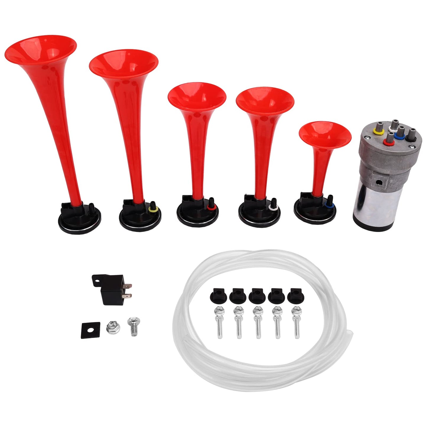 FARBIN Musical Air Horns Plays Dixieland Melody Music Horn Dixie Air Horn Multi-frequency Sound Five Trumpet Dixie Truck Horn with Compressor for Any Vehicle (DIXLAND Musical Horns)