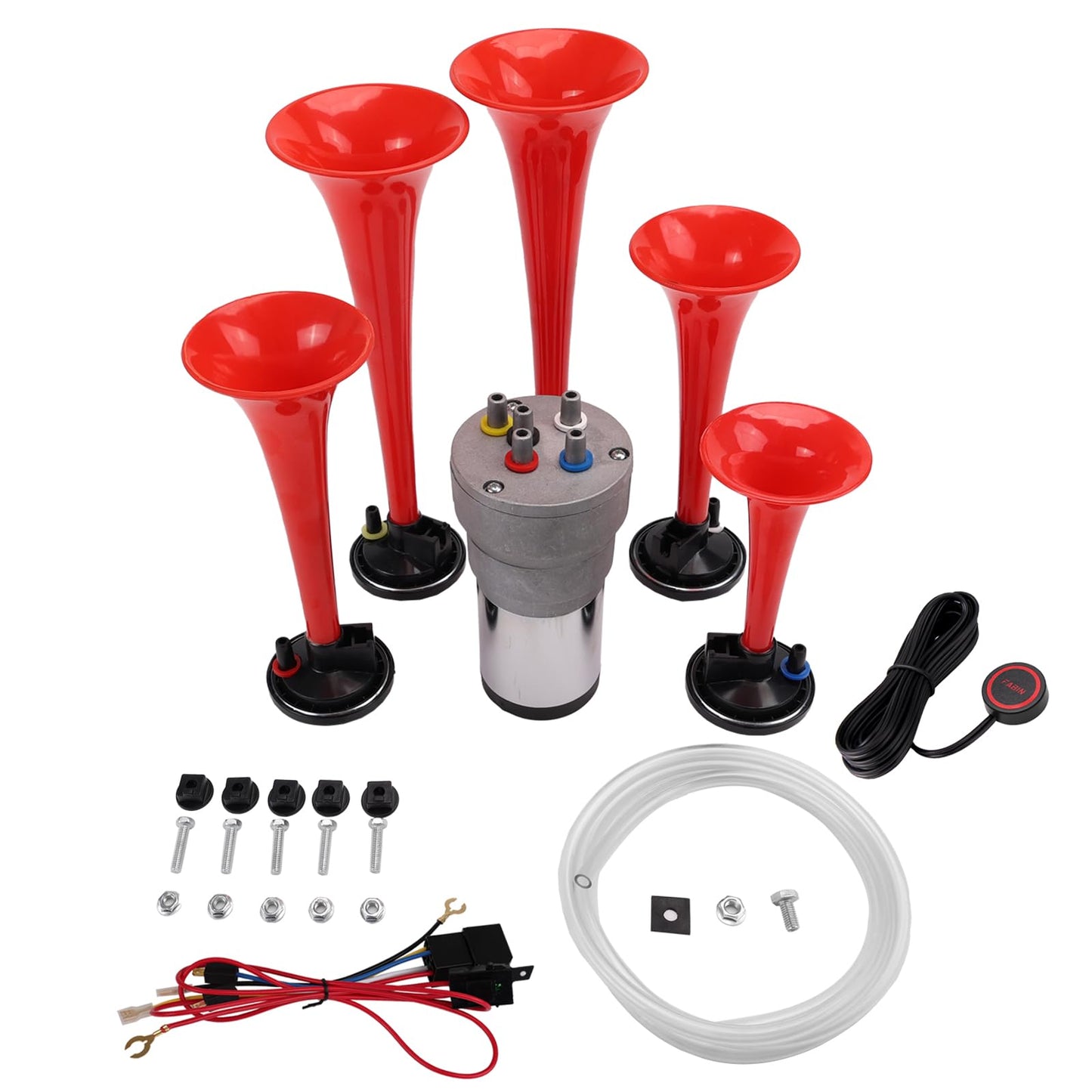 FARBIN Musical Air Horns Plays Dixieland Melody Music Horn Dixie Air Horn Multi-frequency Sound Five Trumpet Dixie Truck Horn with Compressor for Any Vehicle (DIXLAND Musical Horns)