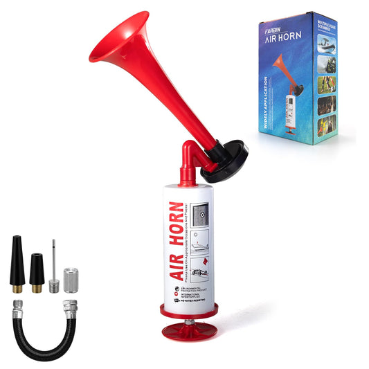 FARBIN Air Horn Air Pump with Ball Pump Kit, Loud Handheld Signal Boat Horn, Personal Safety Horn Alarm, for Boating, Sports Events,Parties, Birthdays, Games, Camping, Graduation, Animals (Red Kit)