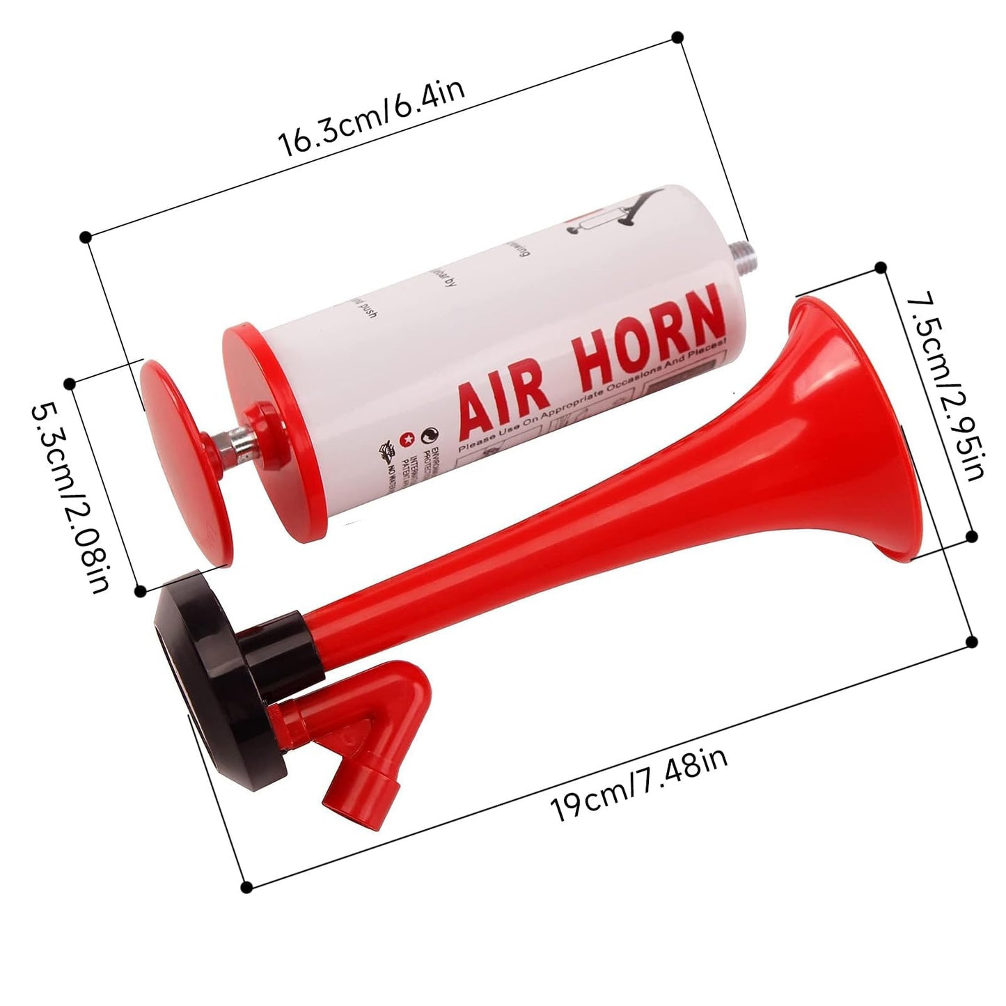 FARBIN Air Horn Air Pump with Ball Pump Kit, Loud Handheld Signal Boat Horn, Personal Safety Horn Alarm, for Boating, Sports Events,Parties, Birthdays, Games, Camping, Graduation, Animals (Red Kit)
