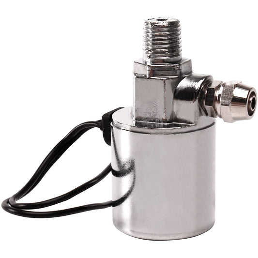 FARBIN Air Horn Solenoid Valve 1/4" NPT 12V/24V universally Electric Air Valve (Solenoid) for Train Air Horn Chrome Plated Metal Housing (Solenoid Valve, 12V/24V)