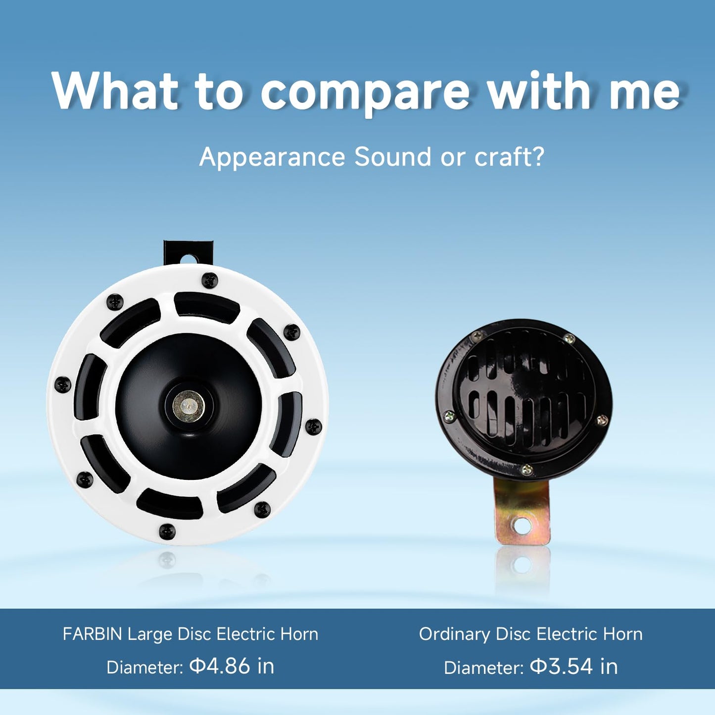FARBIN Car Horn 12V Super Tone Horn High/Low Tone Twin Horns Kit Loud Horns for Car Motorcycle Truck (white)