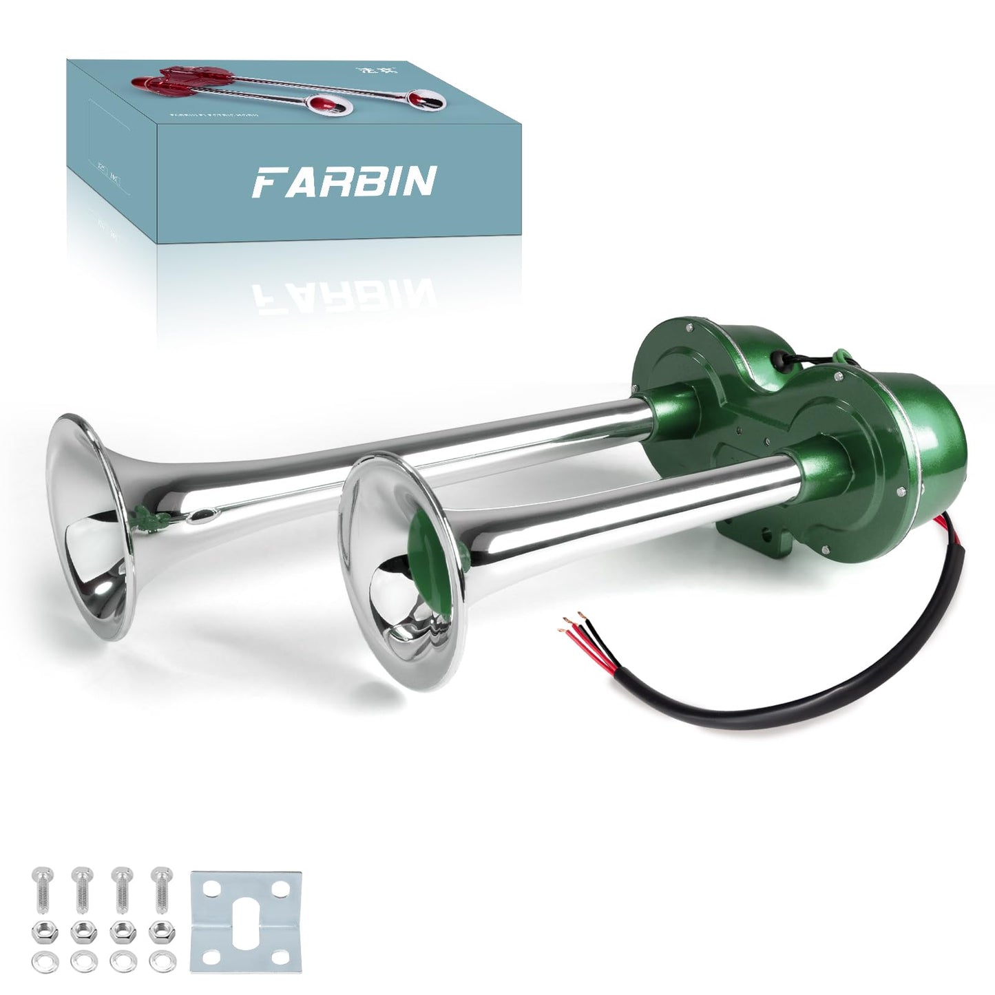 FARBIN Car Horns 12V Loud Train Horn for Car Electric Truck Horn Dual Horns Chrome for Motorcycle Truck Pickup SUV Boat