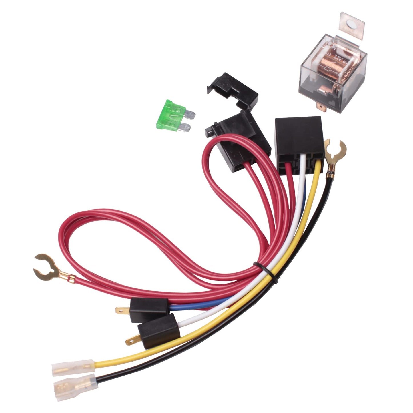 FARBIN 12V 80a Horn Wiring Harness Relay Kit and Horn Push Button with 3 Meters Wire (Wiring Harness+Button, 12V)