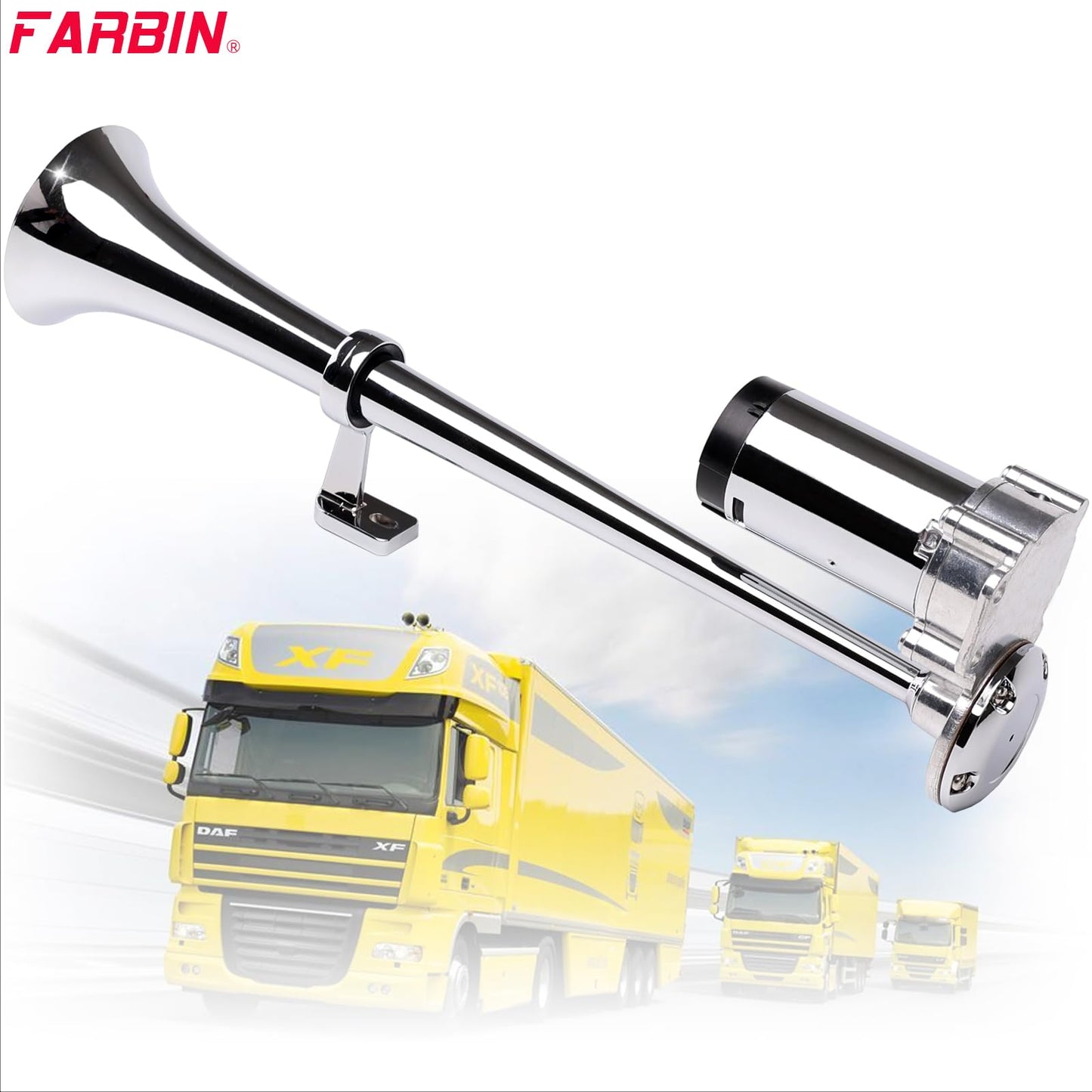 FARBIN Loud Air Horn 12V, Train Horn for Truck with Air Compressors 150dB, for Any 12V Car Motorcycle Pickups SUV Lorrys Trucks Boats (Black)