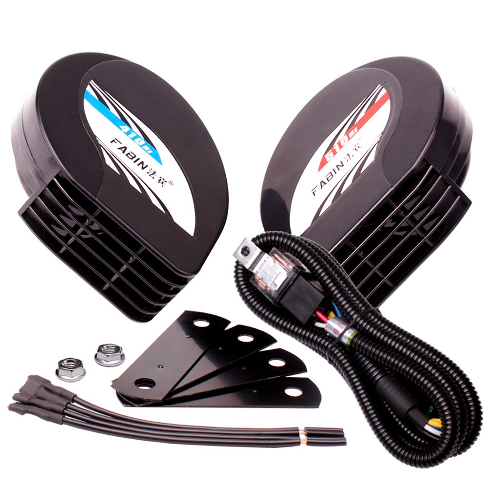 FARBIN Compact Horn 12V Waterproof Car Horns Loud Dual-Tone Electric Snail Horn Kit Universal for Any 12V Vehicles