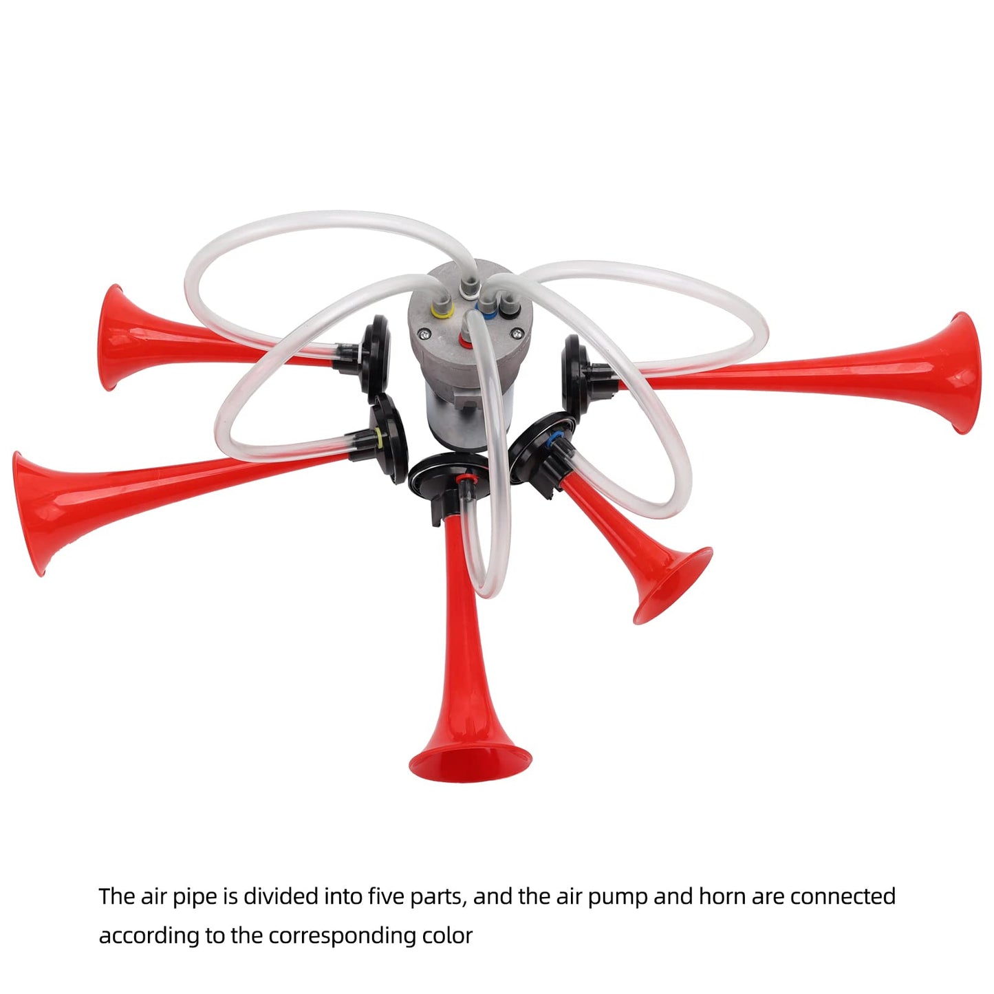 FARBIN Musical Air Horns Plays Dixieland Melody Music Horn Dixie Air Horn Multi-frequency Sound Five Trumpet Dixie Truck Horn with Compressor for Any Vehicle (DIXLAND Musical Horns)