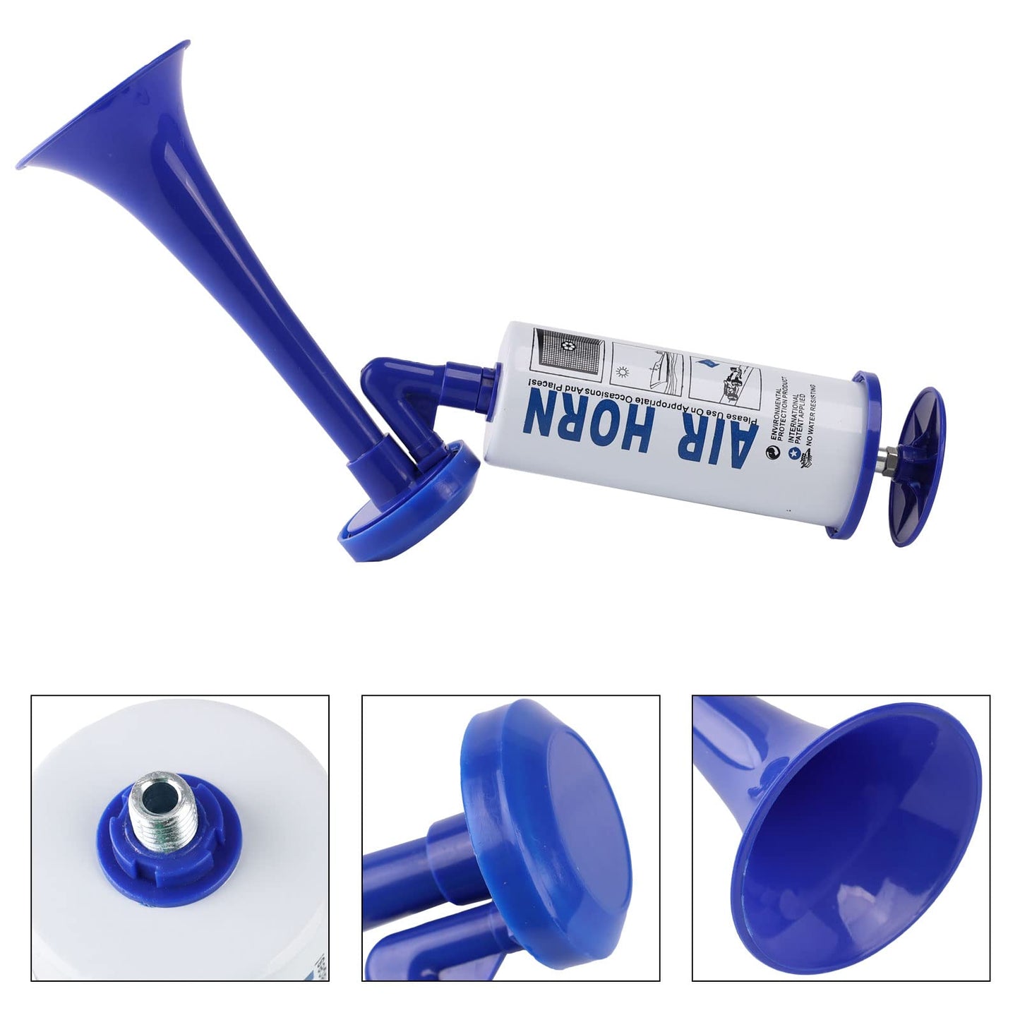 FARBIN Handheld Air Horn, Portable Air Pump Horn, Personal Safety Horns, Loud Noise Maker Horn for Boating, Sports Events, Parties, Birthdays, Camping, Graduation (Blue Handheld Air Horns)
