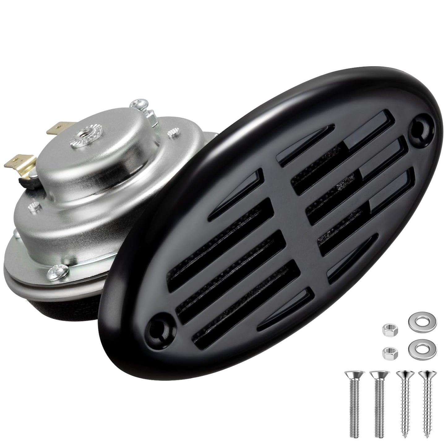 FARBIN Stainless Steel Boat Horn, 12V Marine Horn, Drop‑in Hidden Horn Waterproof for Ship Yacht (White Grille)