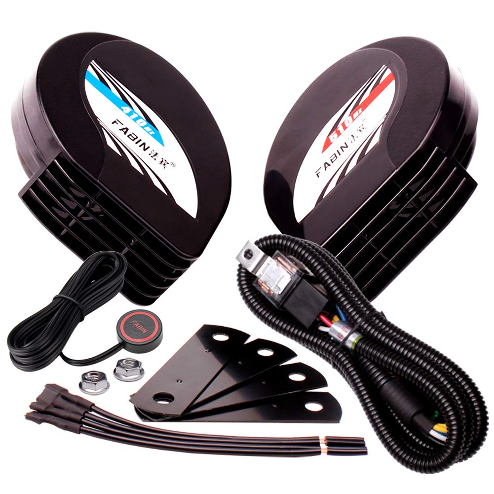 FARBIN Compact Horn 12V Waterproof Car Horns Loud Dual-Tone Electric Snail Horn Kit Universal for Any 12V Vehicles