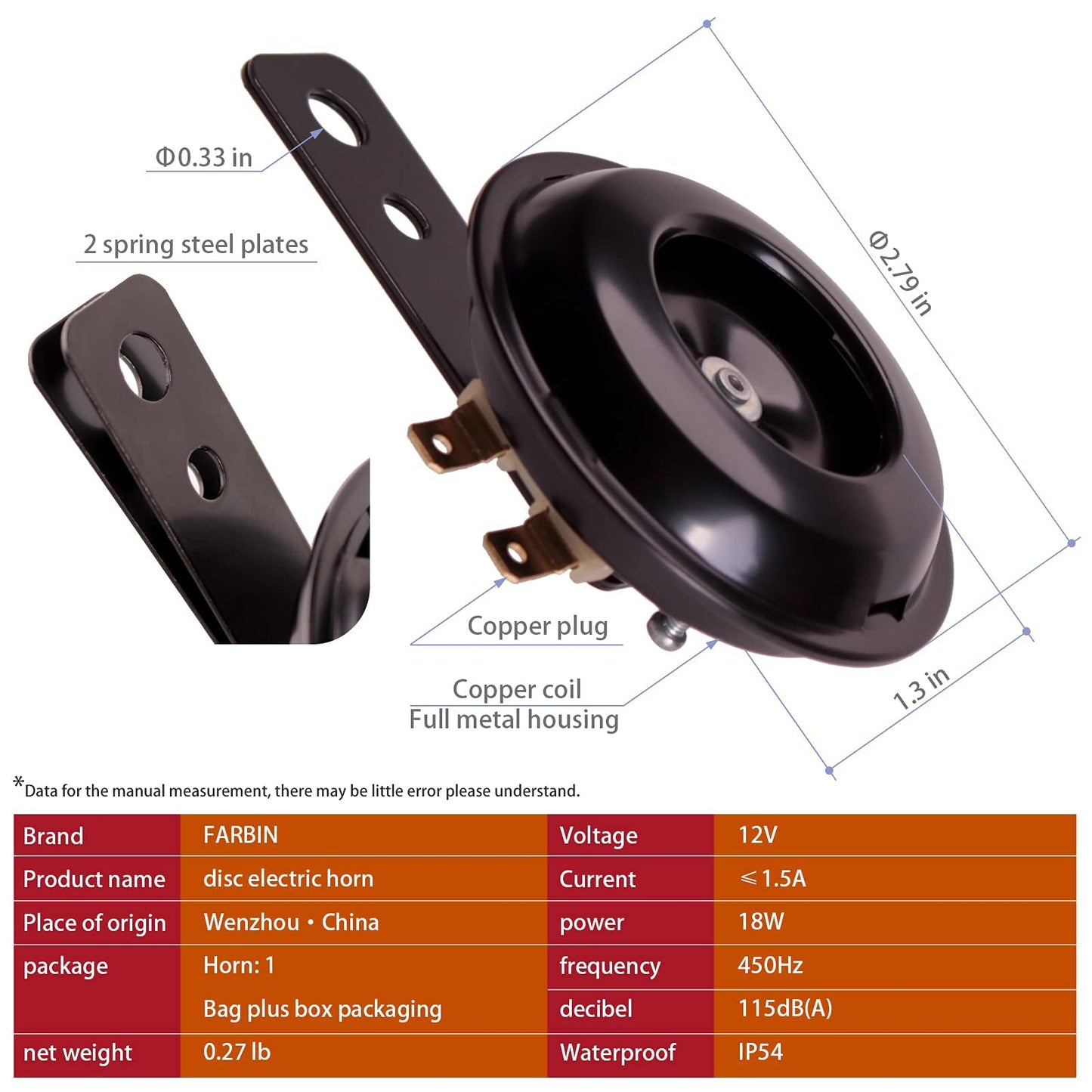 FARBIN Universal ATV Horn Kit For Polaris RZR, Ranger, General,Golf Cart,Side by Side,Dune Buggy,Sportsman, Sand Rail,UTV, Commander, Maverick & X3,etc