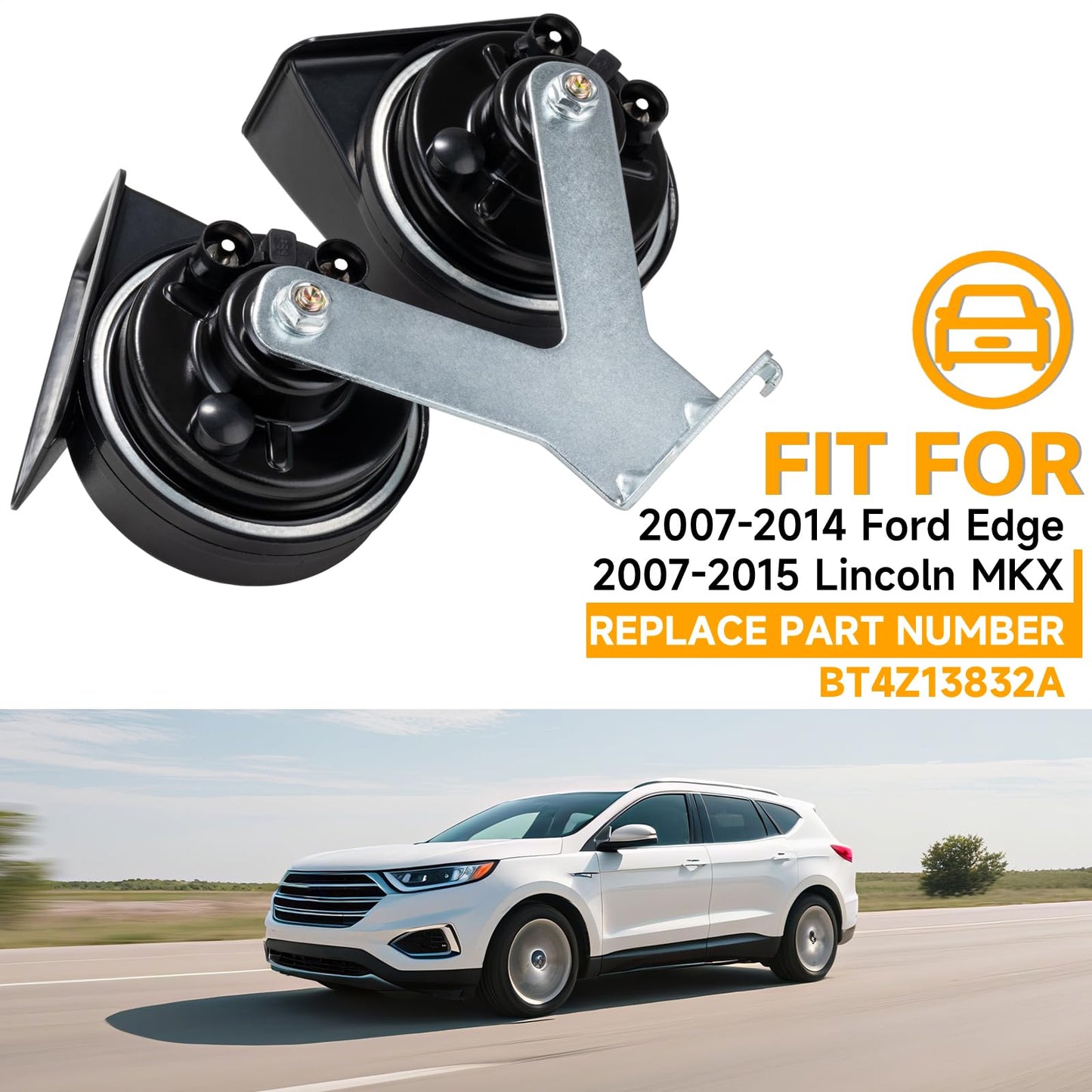 FARBIN Horn Replacement for 2007-2014 Ford Edge, 2007-2015 Lincoln MKX BT4Z-13832-B (for Ford Edge 2007-2014)