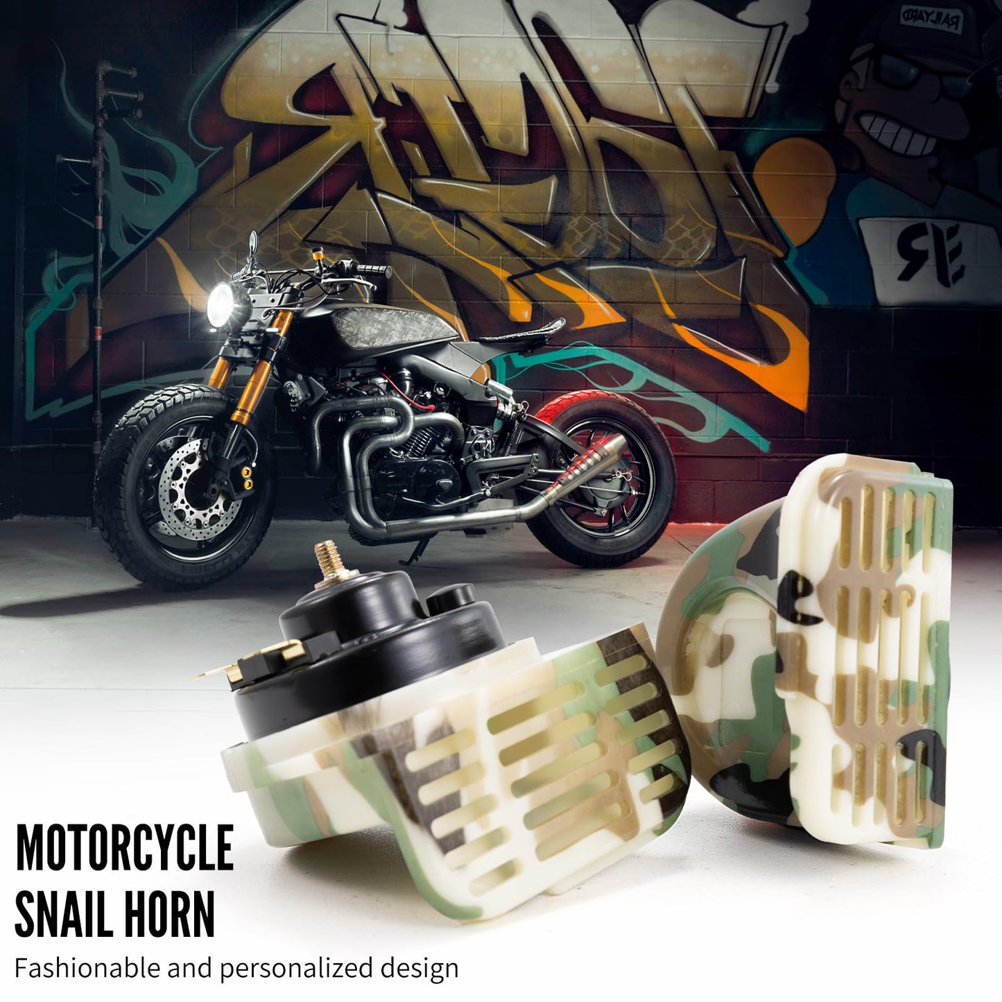 FARBIN Train Horns for Trucks Motorcycle 12V 150DB Train Sound Car Horn Kit Super Loud Snail Horn for Motorbike Truck Boat Pickup (Camouflage pattern,12V)