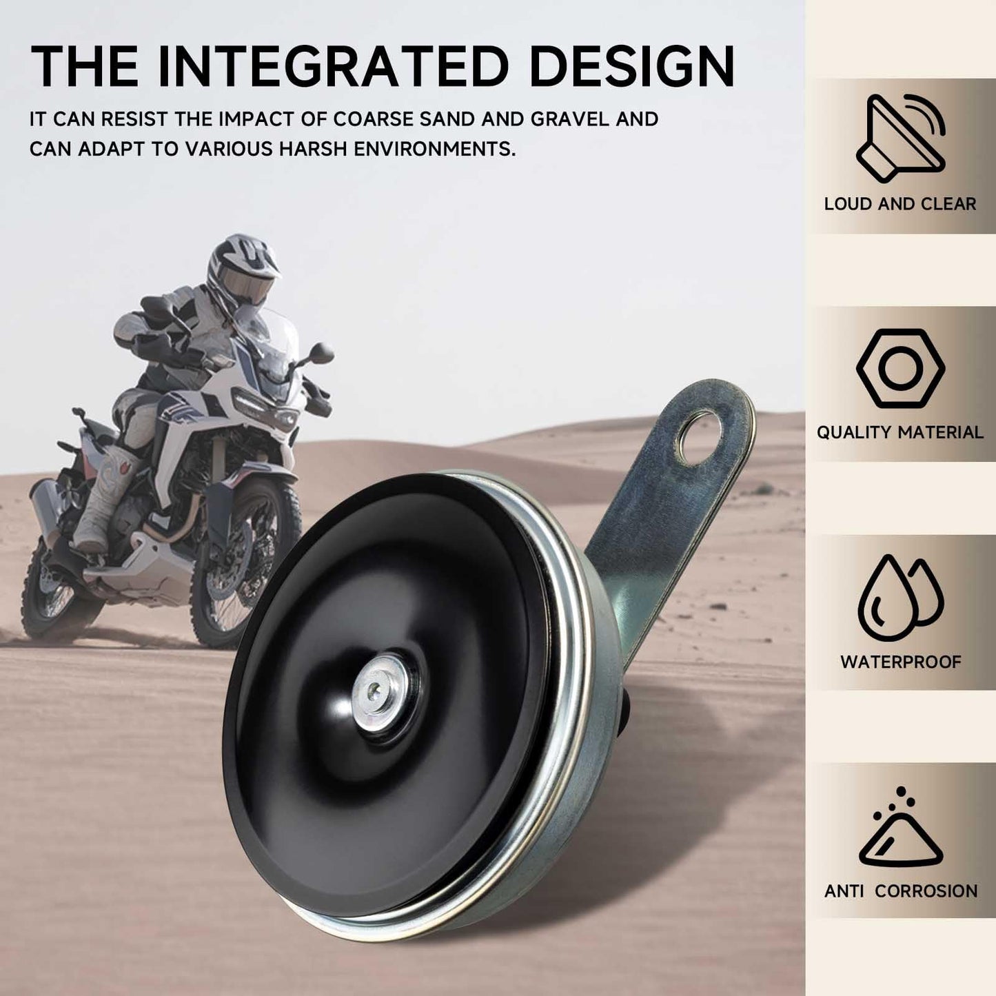 FARBIN 3.1" 12v 110db Motorcycle Electric Horn Waterproof Round Loud Speaker Small Metal Disc Horn for Motorcycle Moped Dirt Bike Scooter
