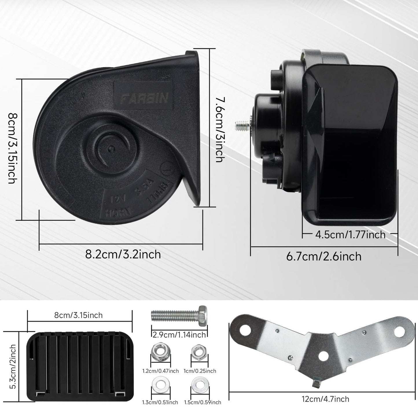 FARBIN Car Horn Fit for 2015-2023 Ford Mustang, Ford Focus Electric Horn Assembly FR3Z-13832-G (for Ford Mustang 2015-2023)