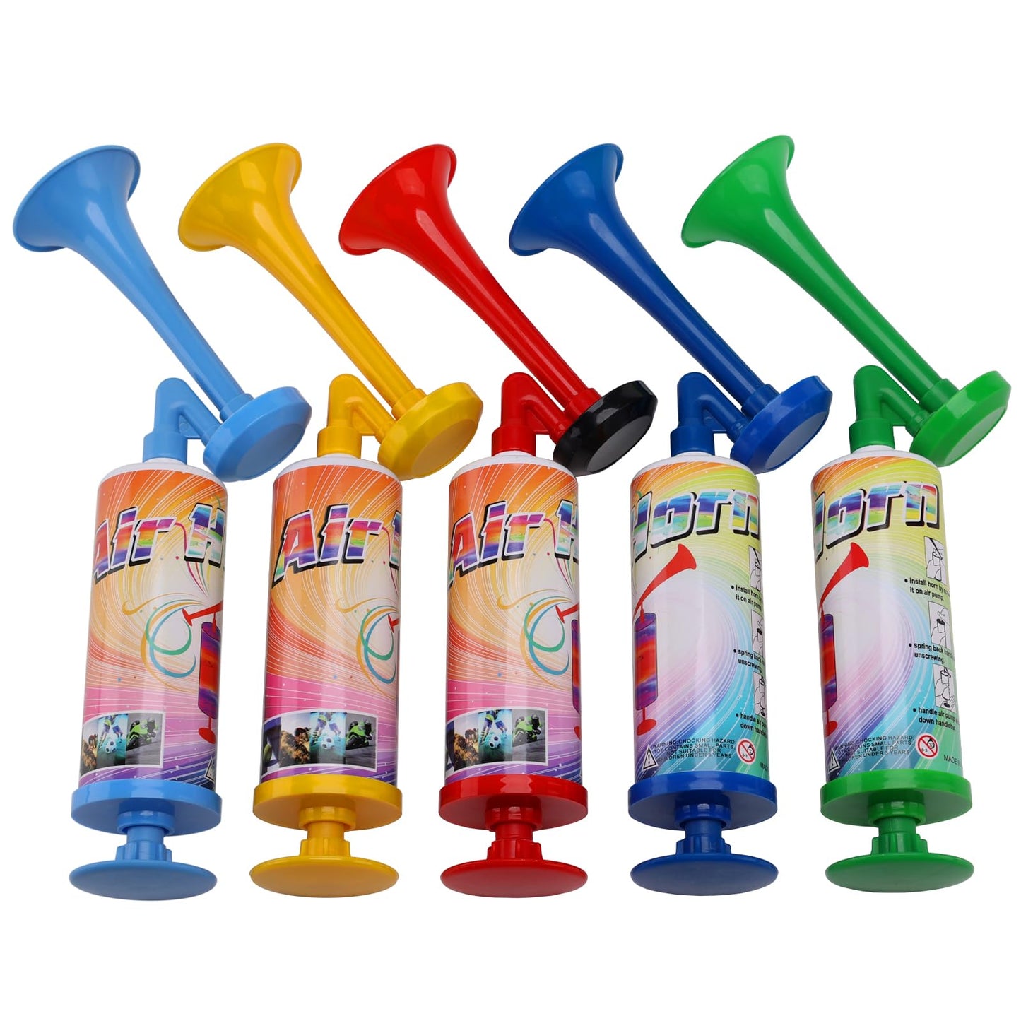 FARBIN Mini Air Horn Hand Pumps Noisemakers Toys Gift, Loud Noise Maker Non-Toxic Party Horns, Hand-held Air Horn for Sporting Events Contest and Parties (mini handheld hor 10pcs)