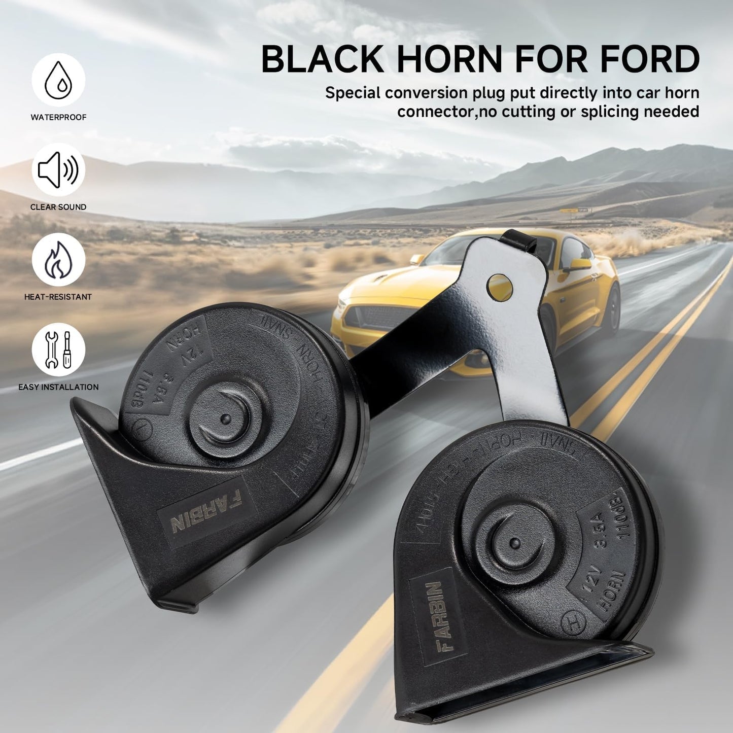 FARBIN Car Horn for 2015-2022 Ford F150, 2018-2022 Ford Expedition with Bracket FL3Z-13832-C FL3Z-13832-B FL3Z-13832-A (for Ford F150 2015-2022 A)