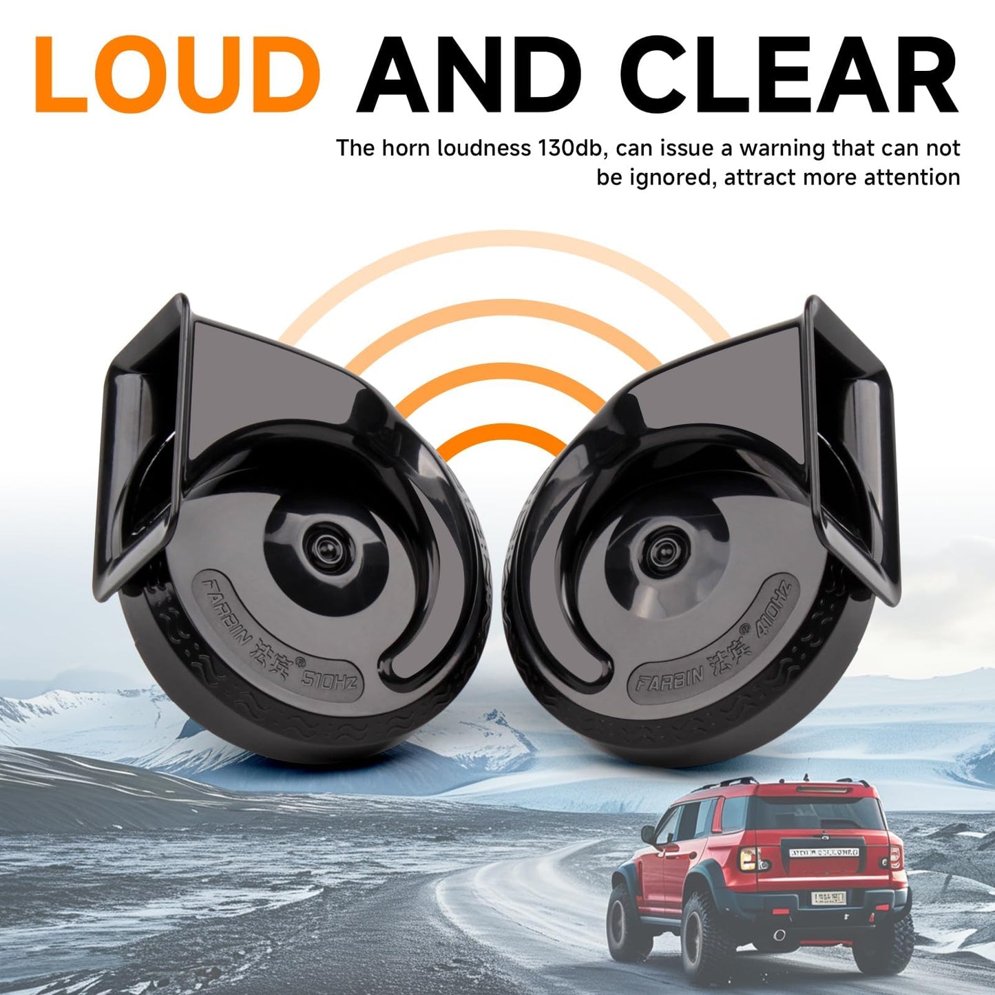 FARBIN Train Horn for Truck 12V Car Horns Loud Waterproof Electric Snail Horn kit with Wiring Harness Button, for Any 12V Vehicl