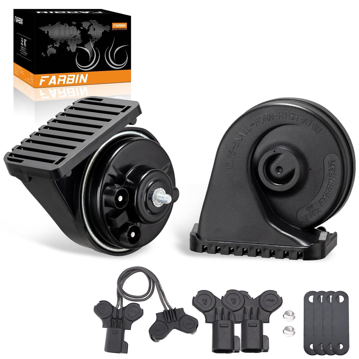 FARBIN Special conversion plug 12V Waterproof Auto Horn Loud High Low Tone Electric Snail Horns For Benz/Ford/BWM/Audi/Toyota/Hyundai/Honda/Chevrolet