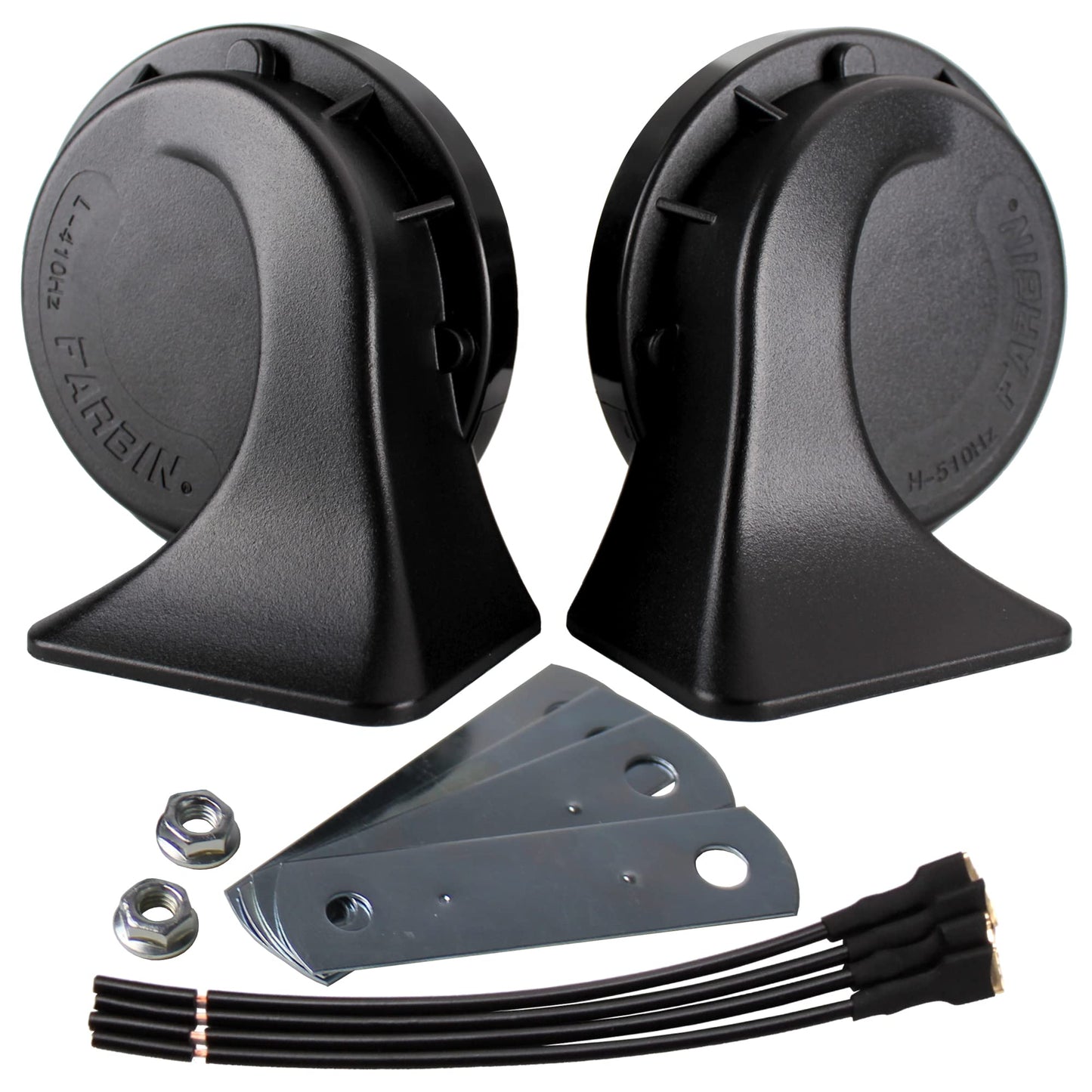 FARBIN Horns Auto Horn 12V Car Horn Loud Dual-Tone Waterproof Electric Snail Horns Kit Universal for Any 12V Vehicles Black (Black horn, 12v)