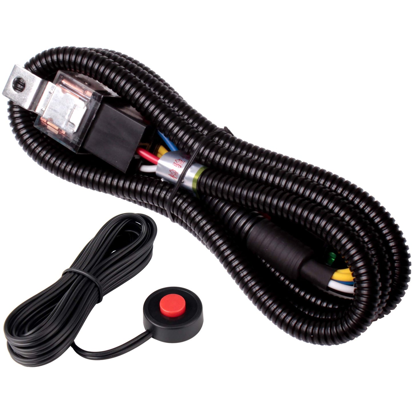 FARBIN 12V 80a Horn Wiring Harness Relay Kit and Horn Push Button with 3 Meters Wire (Wiring Harness+Button, 12V)