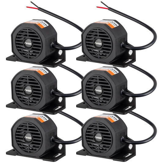 FARBIN Truck Back up Alarm 6Pcs 110dB 12V-48V DC Car Reverse Alarm Horn Heavy-Duty Backup Warning Reversing Warning Alarms Waterproof Back Up Beeper (6Pcs HT Equipped with Wire)